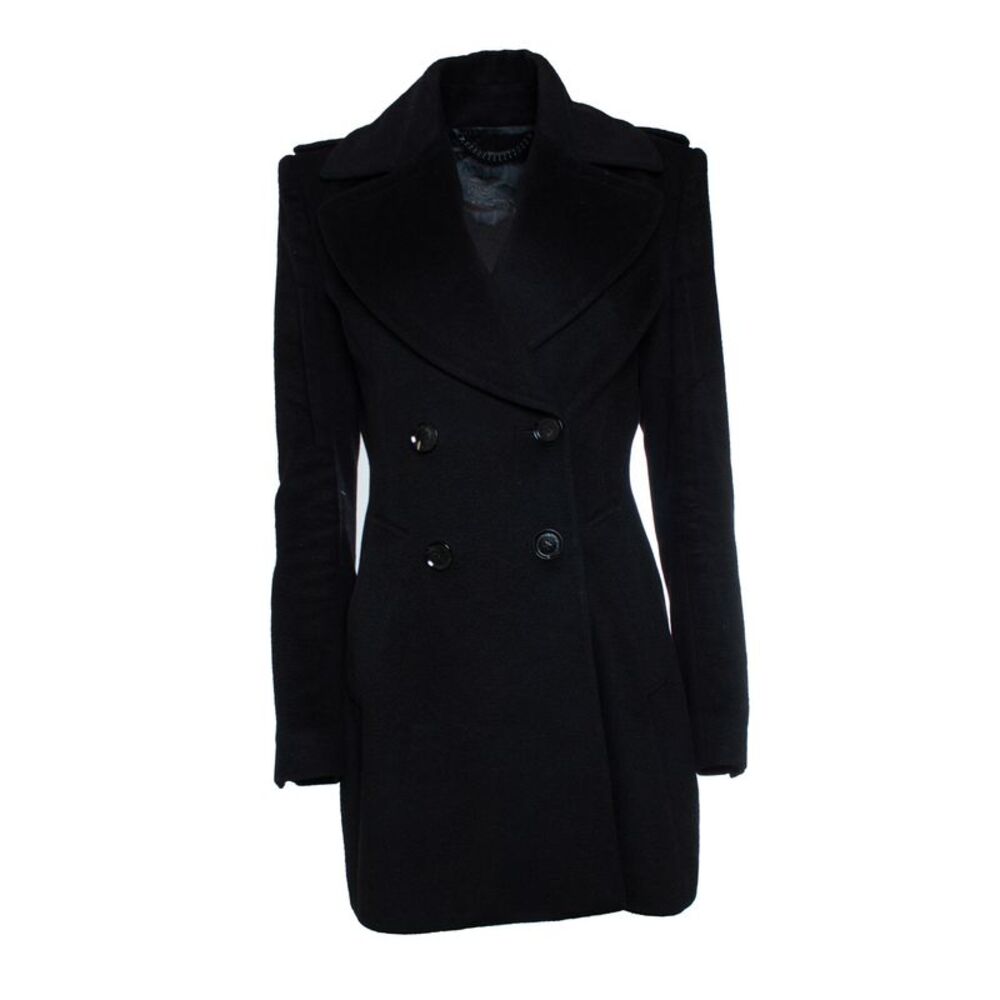 Burberry, black wool trench coat